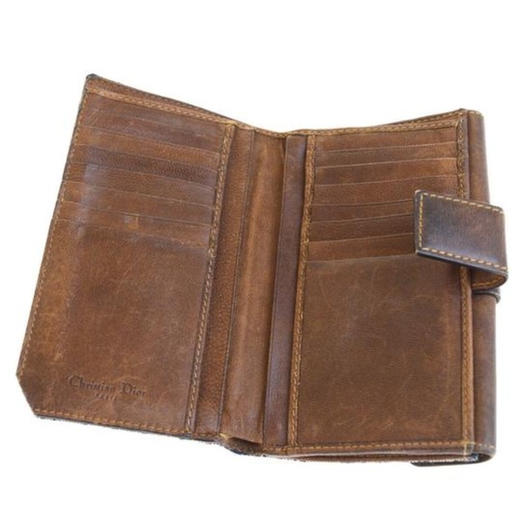 DIOR Trotter Logo Print Canvas Brown w Gold Accent - Picture 4 of 6